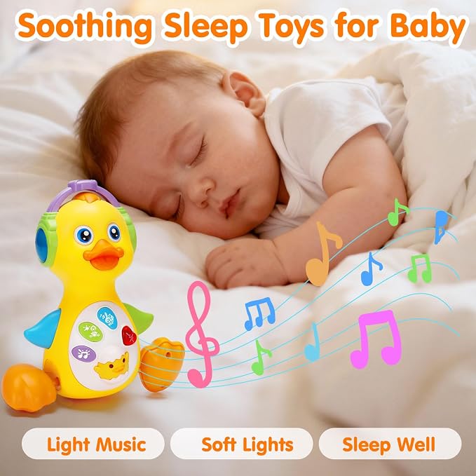 Tsomtto Baby Musical Light Up Duck Toy, Baby Toys Dancing Crawling Tummy Time Toys, Newborn Infant Musical Learning Toy Gifts for Baby Boys Baby Girls