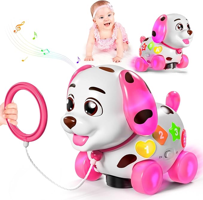 ToddlerCley Musical Puppy Toys for 1 Year Old Girl Gifts, 1st Birthday Girl Gift, Bilingual Learning Baby Toy 6-12-18 Months with Sound & Lights, Educational Toy for 1 Year Old Boy Present