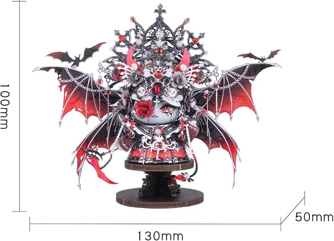 MU 3D Metal Puzzles for Adults Magnetic Interchangeable Cat Head Puzzle Vampire Dark Queen Kitty with 2 Base, Spooky Puzzle Metal Models Kits Building, DIY Sets Cat Lover Owner Gifts Collectibles