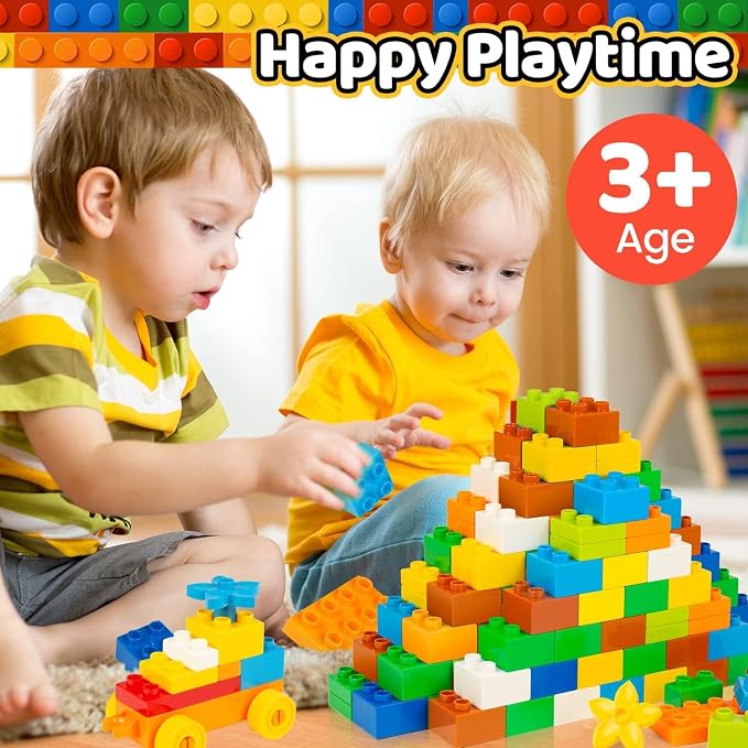 240 Piece Large Building Blocks for Toddlers 3 and up, Classic Building Bricks Set for Kids of All Ages, Compatible with Duplos and Most Brands