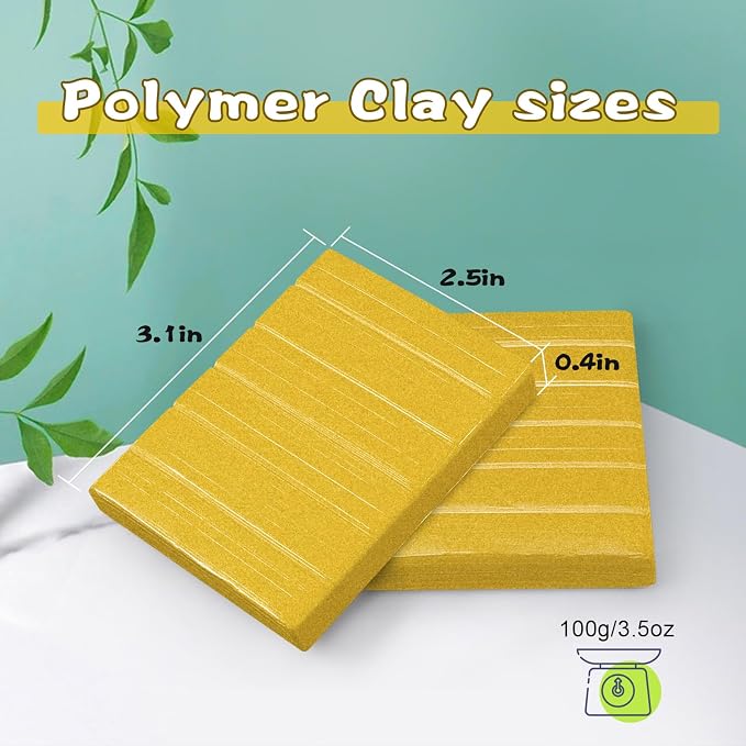 ifergoo Polymer Clay, 100g Modeling Oven Baked Model Clay for Sculpting, DIY, Artistic Creation & School Projects, Great for Kids and Adult (Golden)