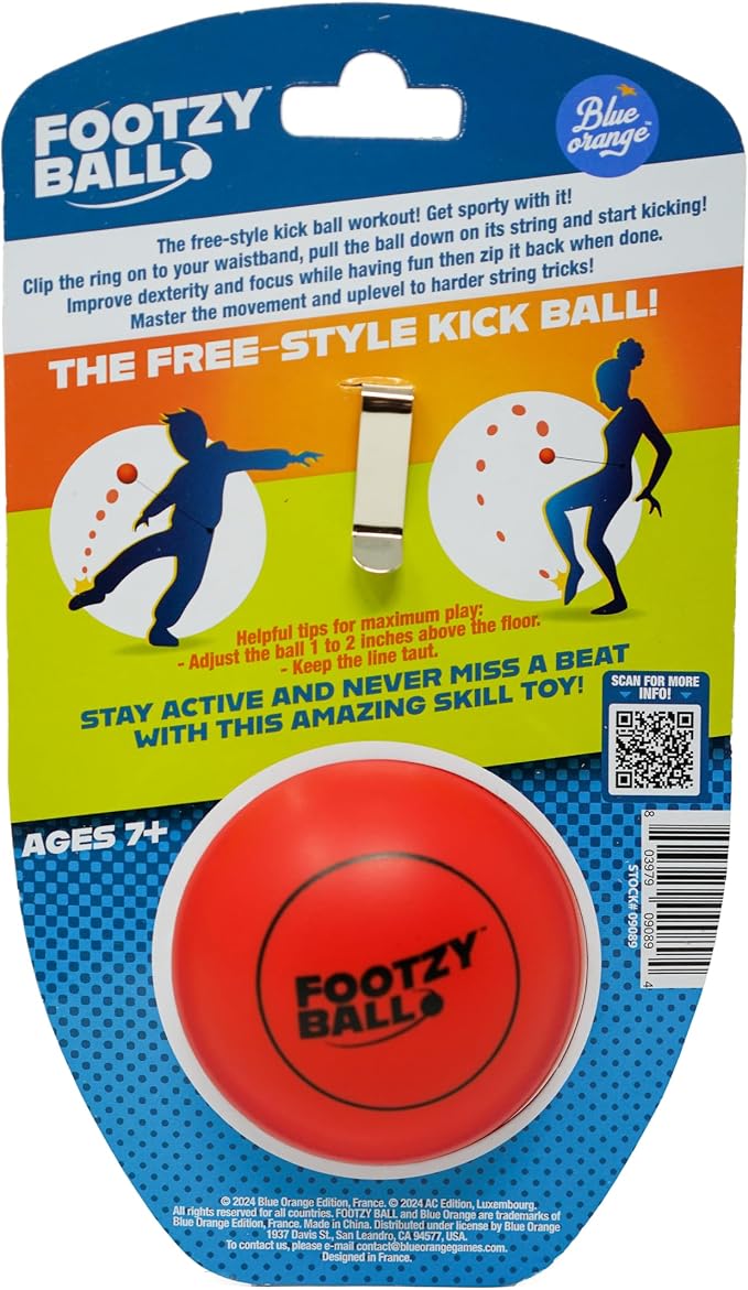 blue orange Soccer Ball Foot Fidget, Sport Toy, Solo Active Play, Special Needs Ball, Stress Ball, Kick Practice Training Workout for Football, Soccer Players, FootzyBall Games