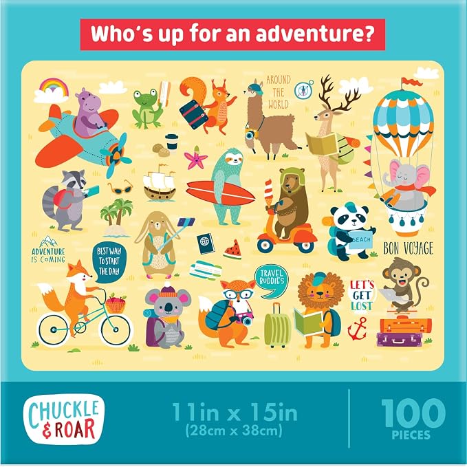 Chuckle & Roar Adventure Awaits 100-Piece Jigsaw Puzzle - 11 x 15 in - Screen-Free Play Puzzles for Kids - Fine Motor Skill Development 100-Piece Set for Kids