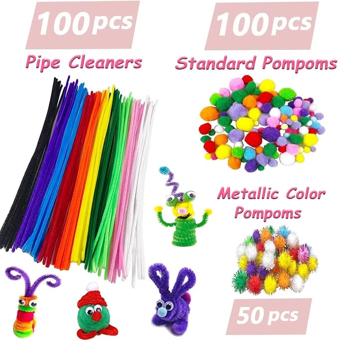 VLUSSO 3000Pcs Arts and Crafts Supplies for Kids Girls 8-12 Craft Kit with Pipe Cleaners Beads Crafts for Kids DIY School Supplies Set Crafting Box for Girls Boys Age 4-6, 6-8, 8-12 Years Gifts