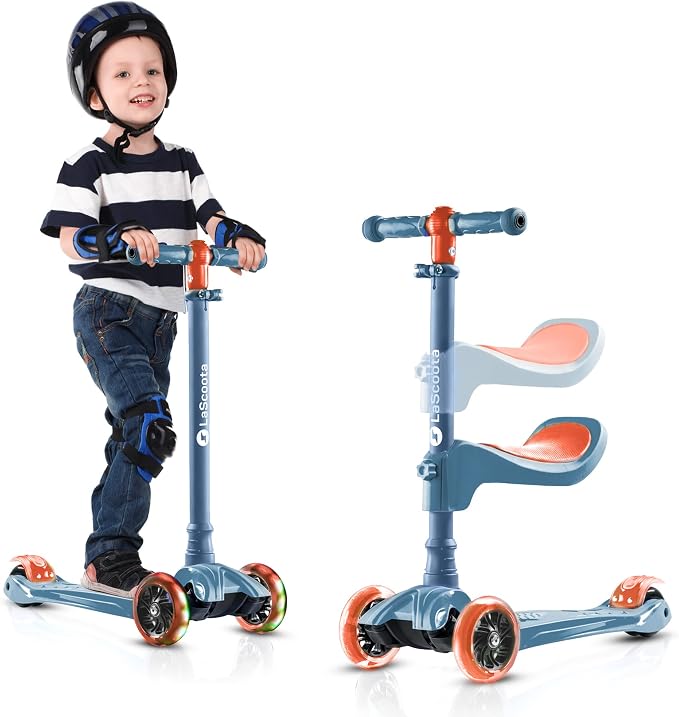 Lascoota 2-in-1 Kids Kick Scooter with Seat