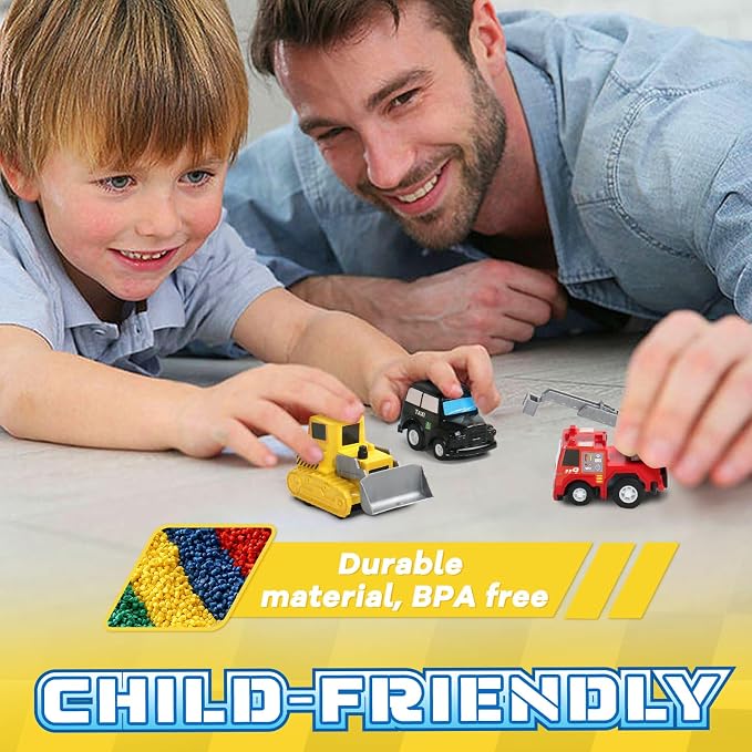 Fajiabao 18 PCS Toy Cars for Toddlers Mini Pull Back Cars Trucks Pinata Stuffers for Kids Party Favors for Kids 3-5 Classroom Prizes Basket Bulk & Goodie Bag & Treasure Box for 2 3 4 5 6 Boys Girls