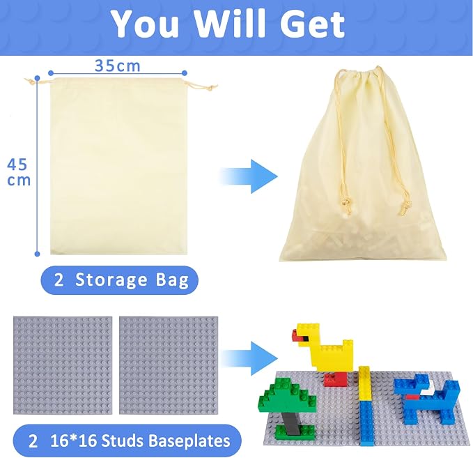 Cabeeskii Classic Building Blocks Bulk with 2 Base Plates, Building Bricks in 7 Size and 8 Color, Compatible with All Major Bricks, for Kids & MOC Lovers (Gray, 1008PCS)