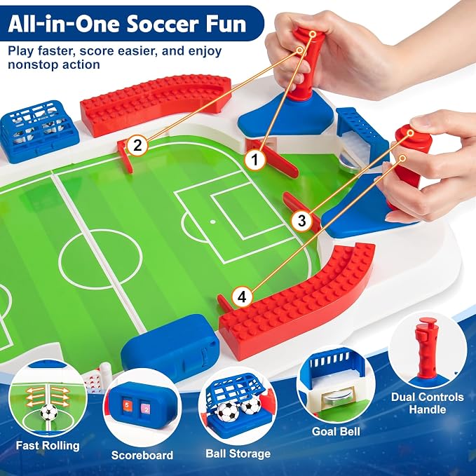 Soccer Board Game for Kids, Mini Football Tabletop Game Toy Interactive Pinball Soccer Toy with Score Counter & Dual Flipper, Indoor Family Tabletop Game, Birthday for Boys Girls Ages 6-12