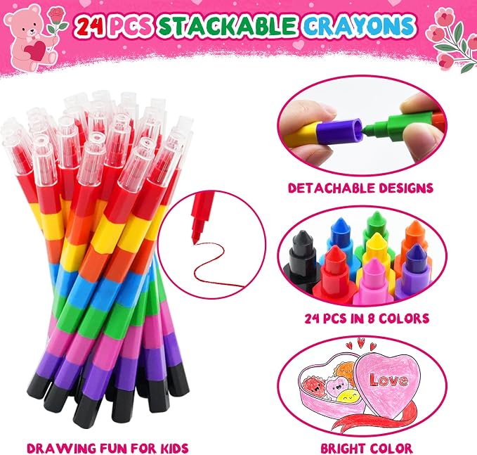 ZMLM 24 Pack Valentine's Coloring Books for Kids with Crayons,Party Favors for Kids 4-8, Goodie Bags Stuffers for Toddlers, Classroom Prizes Birthday Return Gifts (Valentine)