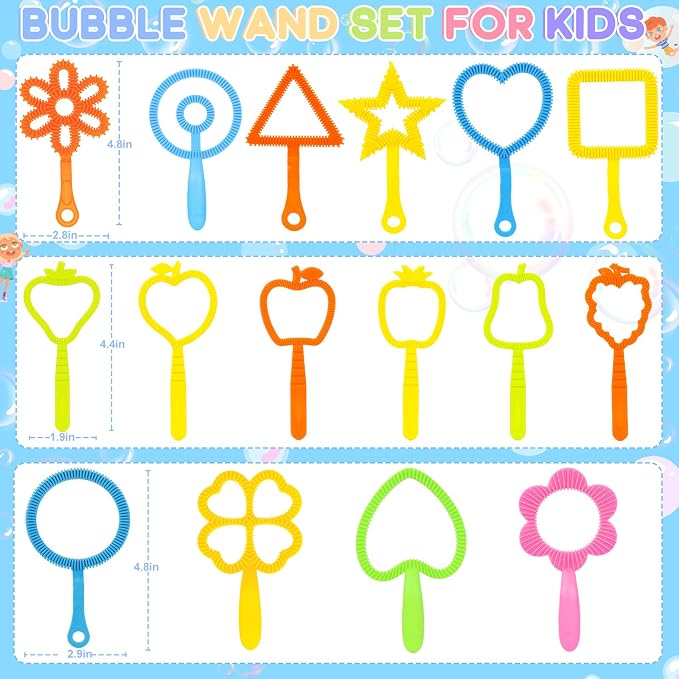 REZUCREY 27 Pcs Big Bubble Wands Toys Set, Giant Bubble Wands with Tray for Kids Summer Outdoor Toys Bubbles Party Favors Bubbles Maker Bulk for Kids Toddlers Boys Girls Age 3 4 5 6 7 8+