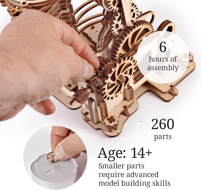 iDventure Wooden Marble Run Dragon | 3D Mechanical Wooden Model Kit | Hand-Cranked Marble Track with 15 Steel Balls | Unique DIY Gift for Adults & Teens