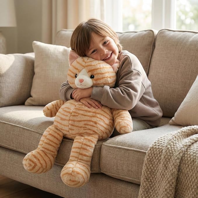 WEIGEDU Dressable Stuffed Animal Fits 3-6M Toddler Clothes, 24.8" Large Plush Toy with Long Limbs for Pretend Play, Soft Huggable Companion - Cat