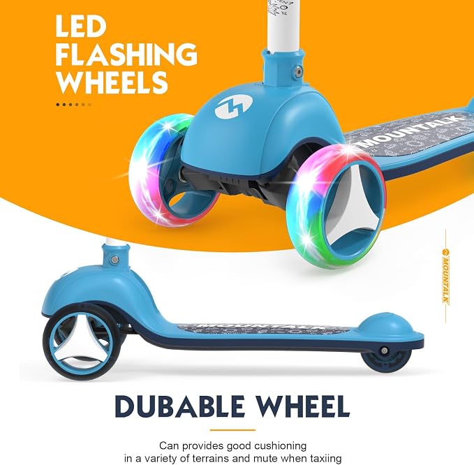 MOUNTALK Kids Scooter for Ages 1-12 Years, 3 Wheels Toddler Scooter for Children Age 1-3/3-5/5-8/8-12 Boys and Girls with Adjustable Heights and LED Wheels