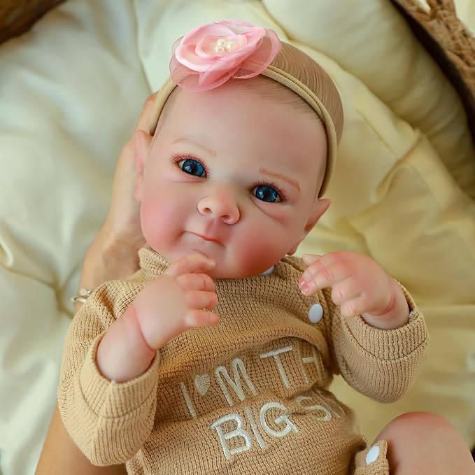 KSBD Realistic Reborn Baby Dolls - 20 Inch Cute Real Life Baby Girl Doll, Lifelike Newborn with Full Vinyl Body,Real Baby Dolls with Accessories for 3+ Years Old Kids Gifts