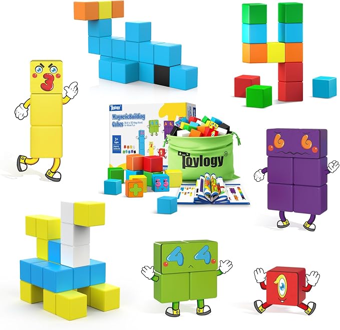 Magnetic Blocks World Building Blocks Edition, STEM Educational Montessori Sensory Learning Toddlers Toys for 3 4 5 Year Old Boys Girls, Number Games 1-10, Birthday Gifts for 3-5 4-8 Year Old Kids