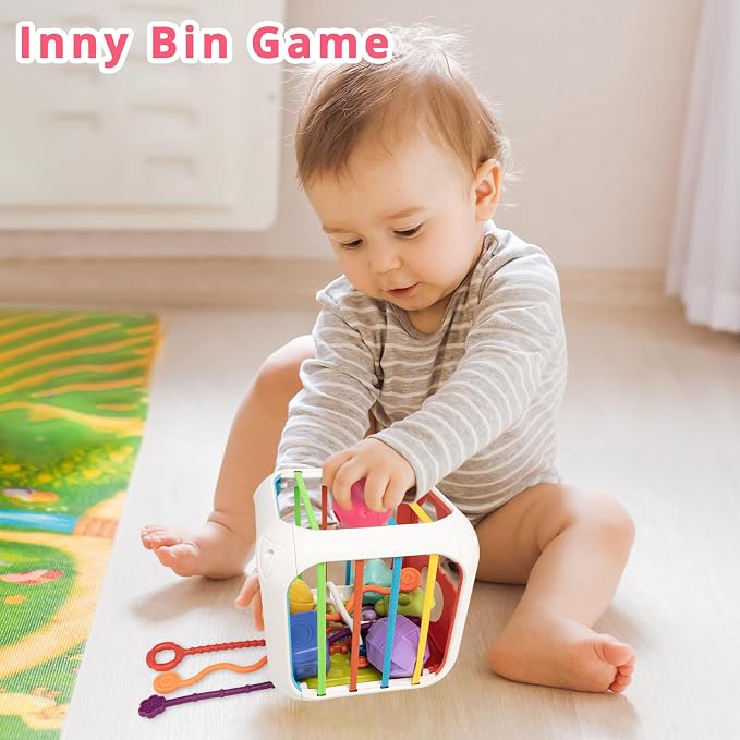 Aprilwolf Montessori Toys for Toddlers, 7-in-1 Activity Cube, Shape Sorter Toy| Baby Developmental Learning Toys| First Birthday Gifts