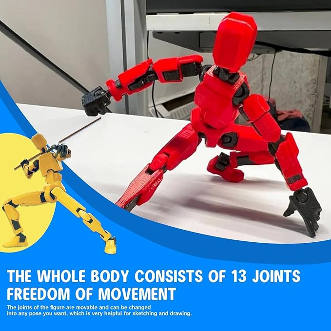 MerryXD T13 3D Action Figure,Assembly Completed Dummy Nova Titan Lucky 13 Action Figure 3D Printed Multi-Jointed Movable Toy Grey