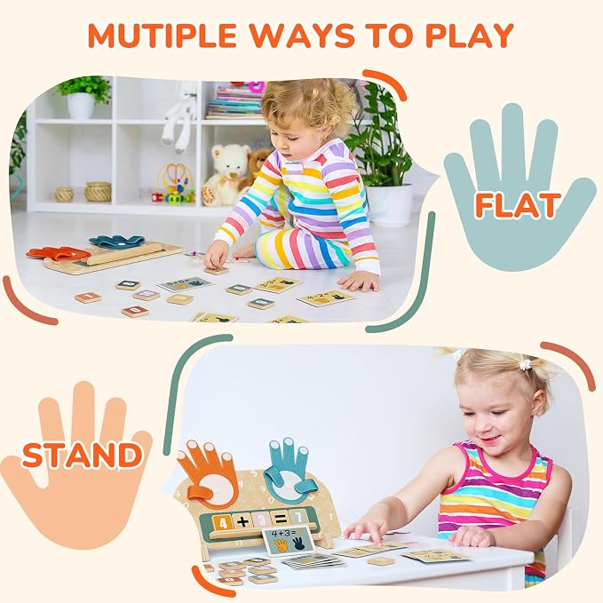 Montessori Math Toy for Kids 3-5, Double-Sided Finger Counting Board with Writing Board & Number Blocks, Preschool Learning Toy for Addition & Subtraction, Educational Gift