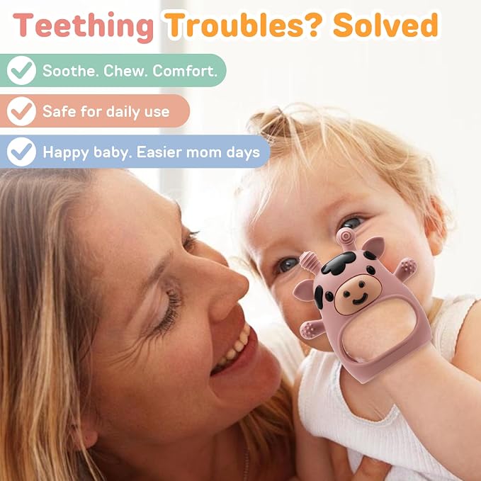 2 Pack Baby Teething Toys 3-6 6-12 Months, Adjustable Anti Dropping Wrist Teething Mittens, Food Grade Silicone Baby Chew Toys for Sucking Needs Teether for Newborns Infants Teething Relief