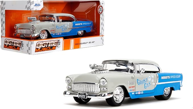 Jada Bigtime Muscle 1:24 1955 Chevrolet Bel-Air Die-Cast Car, Toys for Kids and Adults(Cool Gray/Gloss Blue)