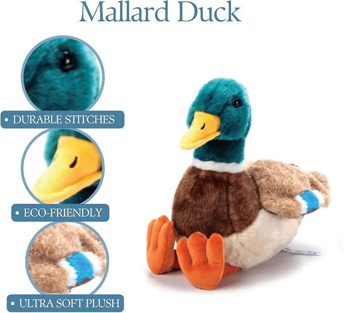 The Petting Zoo Duck Stuffed Animal Plushie, Gifts for Kids, Wild Onez Wildlife Animals, Duck Plush Toy, 12 inches