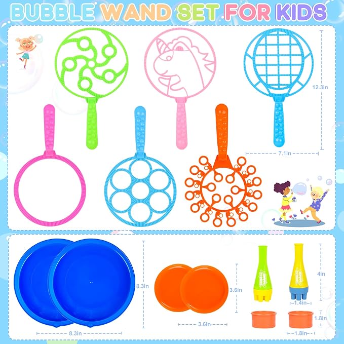 REZUCREY 32 Pcs Big Bubble Wands Toys Set, Giant Bubble Wands with Tray for Kids Summer Outdoor Toys Bubbles Party Favors Bubbles Maker Bulk for Kids Toddlers Boys Girls Age 3 4 5 6 7 8+