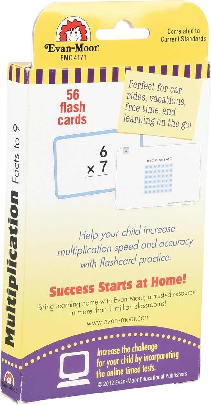 Multiplication Facts to 9s Flashcards – 56 Full-Color Math Cards with Games & Activities for Kids, Grades 2+, Ages 7+, Classroom or Home Learning