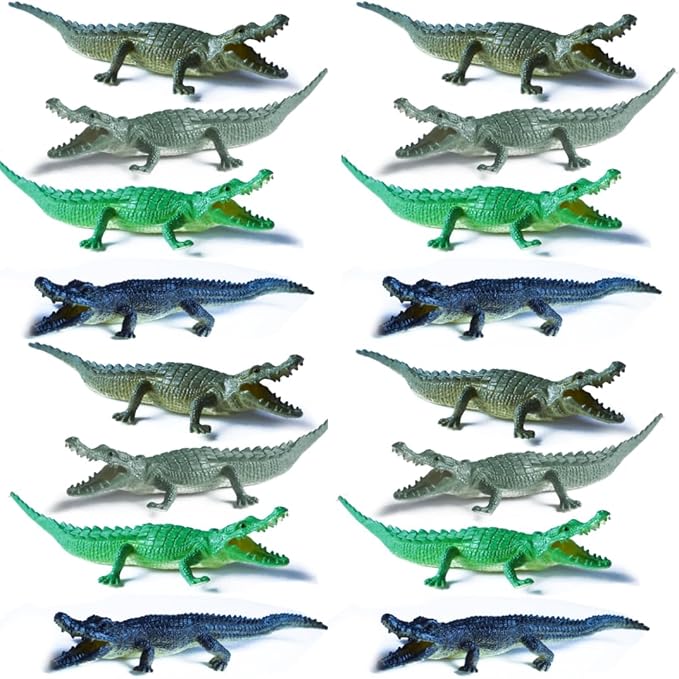 Crocodile Toys, 16 Pack 6 Inch Alligator Action Figures, Party Favors
