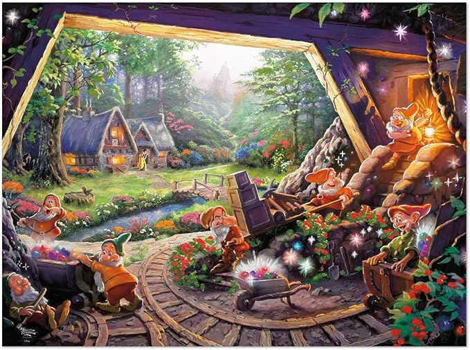 Buffalo Games – Thomas Kinkade Disney Seven Dwarfs 1000 Piece Jigsaw Puzzle | Sapphire Select Premium Blue Board Puzzle