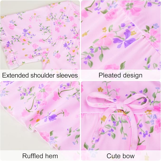 MHJY Matching Girls & Doll Nightgowns Vintage Short Sleeve Sleepwear Pajamas Dress for Girls and 18" Girl Doll