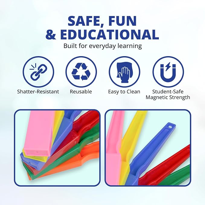 United Scientific™ Magnet Wands for Kids, Classroom & Homeschool (Set of 6) | Polyethylene-Encased Magnetic Wands, 6 Color-Coded Units, Builds Fine Motor Skills, STEM Curricula Support