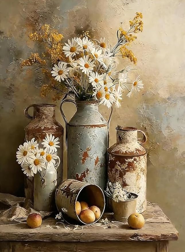 Paint by Numbers for Adults and Kids Beginner, Daisy Flower Painting by Number Kits On Canvas, Number Artist Paint by Number Kit Oil Painting Acrylic Paints, Home Wall Decor Gift 12X16 inch