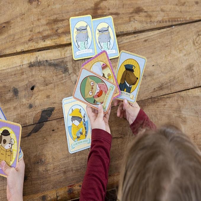 eeBoo Animal Old Maid Playing Card Game - 50 Animal Themed Cards, Classic Matching Card Game, Durable Oversized Cards, Screen-Free Fun, Ages 5+