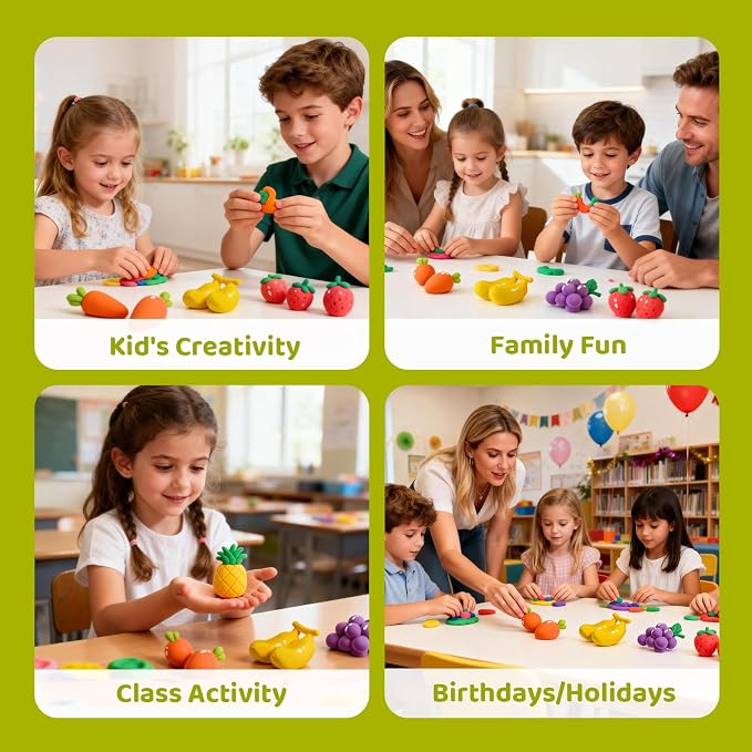 Both idea Air Dry Clay Kit, Food Theme | 12 Packs, Non-Toxic Kids Gift | School & Party: Perfect for classroom art activities, birthday party favors, creative family DIY, and holiday celebrations.