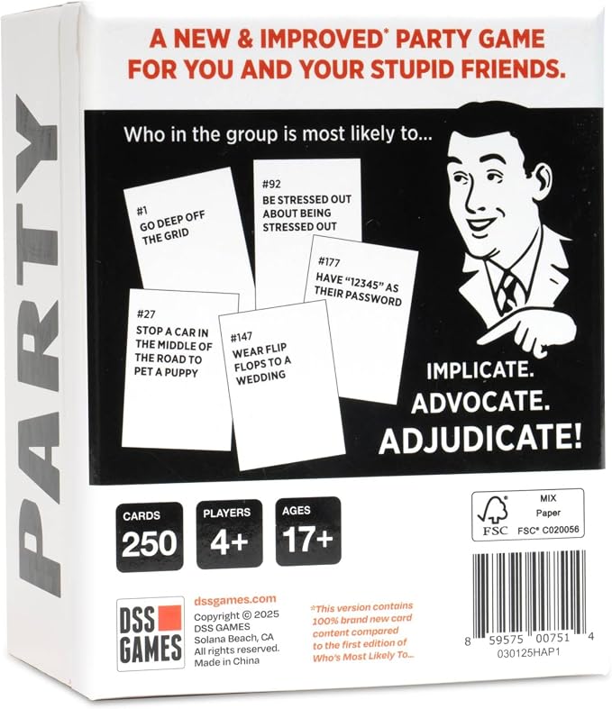 DSS Games Who’s Most Likely to… [Core Game with 100% NEW Cards | A Party Card Game for Adults, Teens, Girls Night, Groups, Bachelorettes, Game Night & More | Fun Game Gift Idea