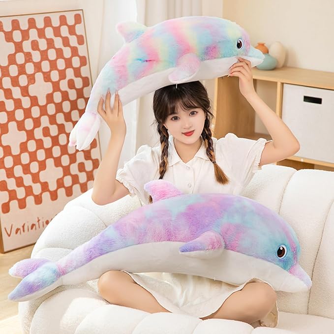 Dolphin Stuffed Animals Plush Pillows Soft Sea Animal Plush Dolls Stuffed Animal Plushies (Purple Orchid-27 Inches)