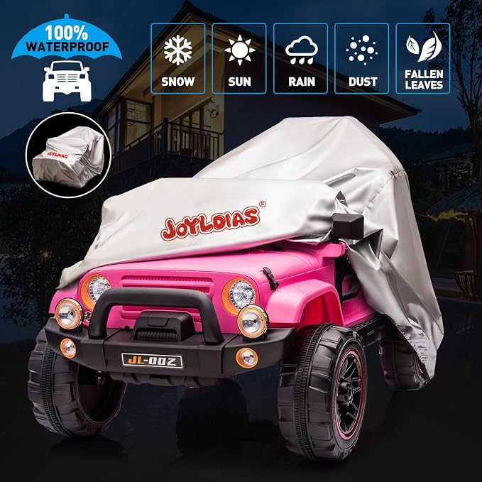 2 Seater Ride On Truck and Car Cover, 12V Children's Electric Car with Parental Remote Control, Music, Bluetooth, MP3 Player, LED Lights, Spring Suspension, Pink