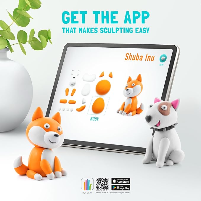 HEY CLAY Dog Story - Air Dry Clay Kit with Interactive App for Kids & Tweens, Modeling Clay and Crafts Set for Kids Ages 6 to 10
