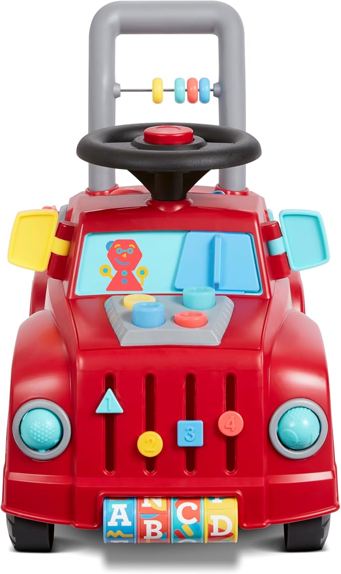 Radio Flyer Tinker Truck, for Toddlers 1-3, 3-in-1 Push Walker Ride On Car with 20 Sensory Activities, Anti-Tip Feature, Under-Seat Storage, Lights and Sounds, 42 lb Capacity, Toddler Ride On Toys
