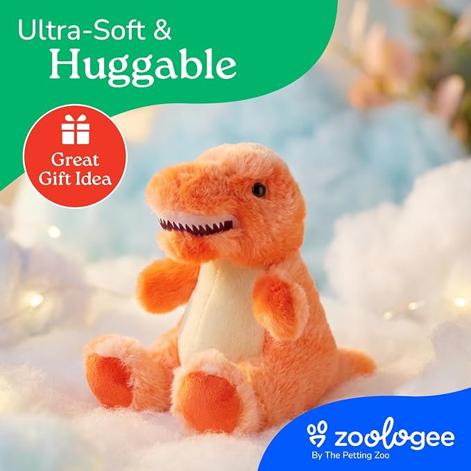 The Petting Zoo Dinosaur T-Rex Stuffed Animal Plushie, Gifts for Kids, Scoopz Dinosaur Animals, Dino T-Rex Plush Toy 8 Inches