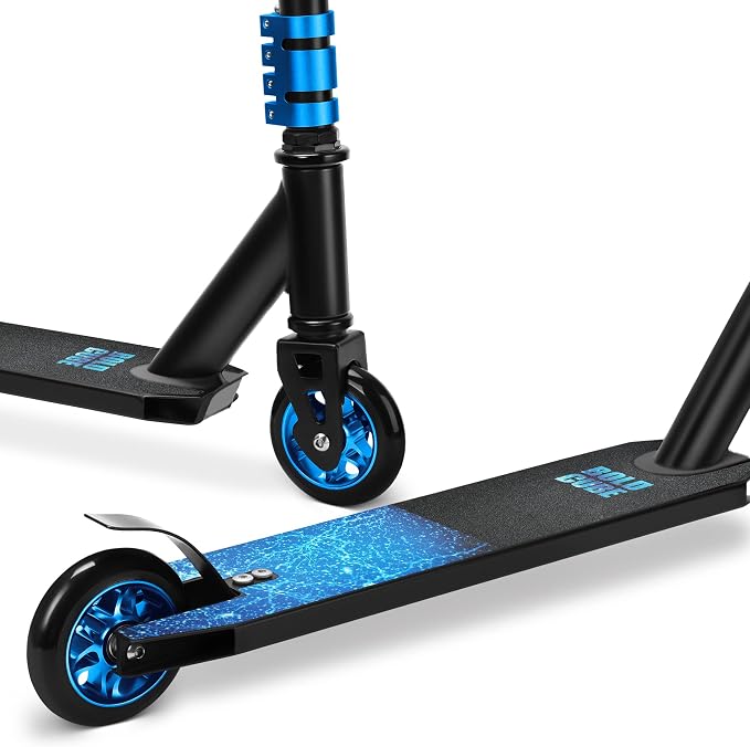 BOLDCUBE Deluxe Stunt Scooter for Boys and Girls Ages 8-12 Years | Anodized Finish | 4 Bolt Clamp | Marbled Grips | 7+ yrs