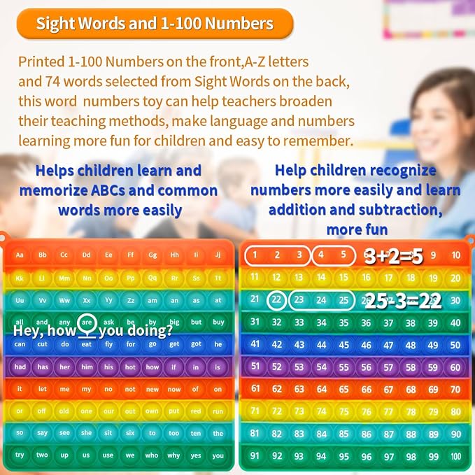 Sight Word A-Z Alphabet 1-100 Numbers Toy, is an Early Reading and Numbers Enlightenment Play Toy, Suitable for Home and Classroom,Making the Learning Experience Easier and Fun