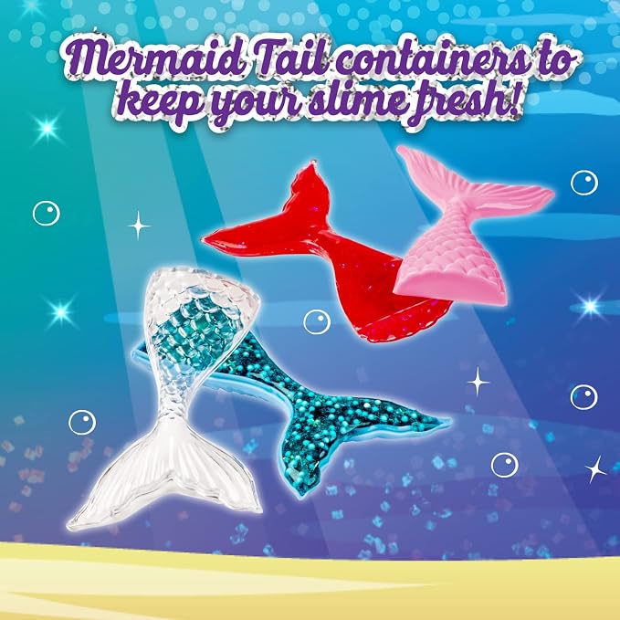 Original Stationery Mermaid Slime Kit for Girls Ages 7–12, DIY Glow-in-The-Dark Slime Set with Shimmer, Foam Beads & Glitter Add-Ins, Fun Creative Craft Activity, Birthday Gift for Kids