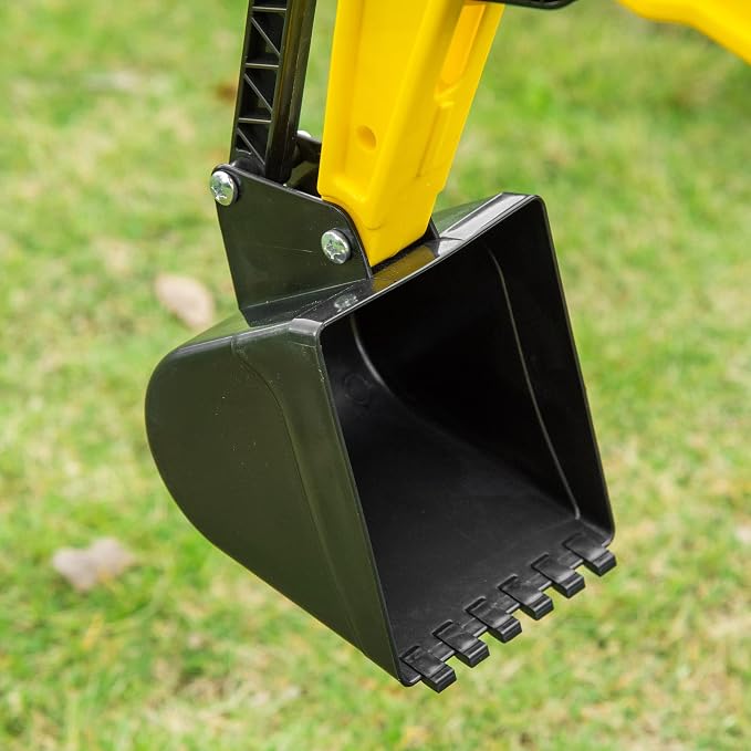 Aosom Kids Ride On Excavator, Pedal Digger, Construction Truck with Horn for Kids and Toddlers 3+, Yellow