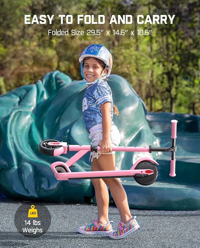 FanttikRide C9 Kids Electric Scooter Ages 8-12, Foldable for Kids 3.9-5.2 ft, 132 lbs, 5 Miles Range, Up to 40 mins Ride Time, 2 Safe Max Speed 6/10 MPH, 3 Adjustable Heights