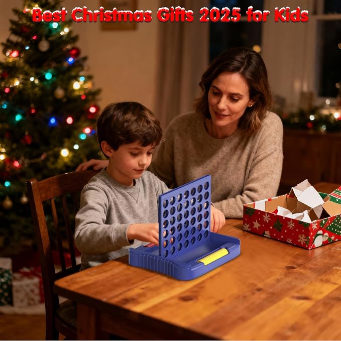 Pup Go 4 in a Row Game, Strategy Board Games for Kids 3-12, Connect & Win Four in a Line, Foldable Holiday Travel Essential, 2 Players for Family and Kids, Best Gifts for Boys and Girls (Blue)