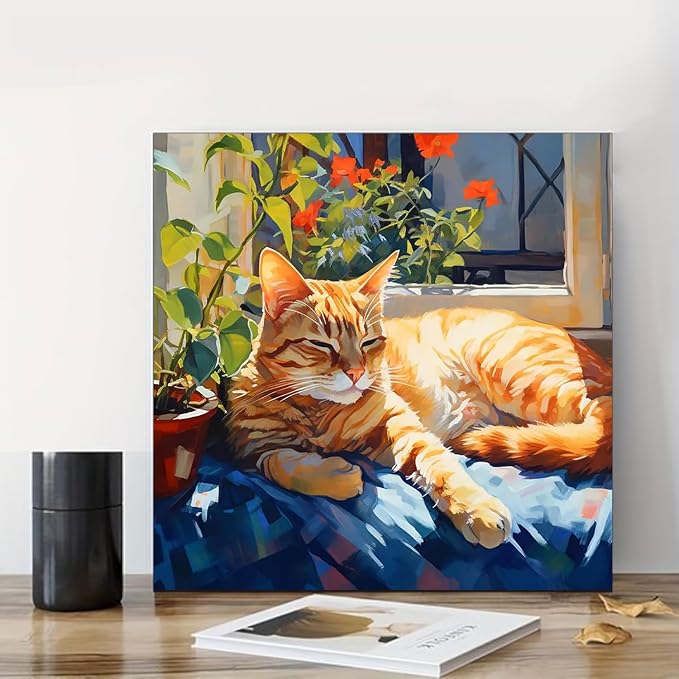 RYMILIE Black Cat Diamond Art Kits for Adults, 5D Full Round Drill Diamond Painting Kits for Beginners, DIY Diamond Dots Paintings Picture Arts Craft for Adults,Home Wall Decor 12 X 16Inch