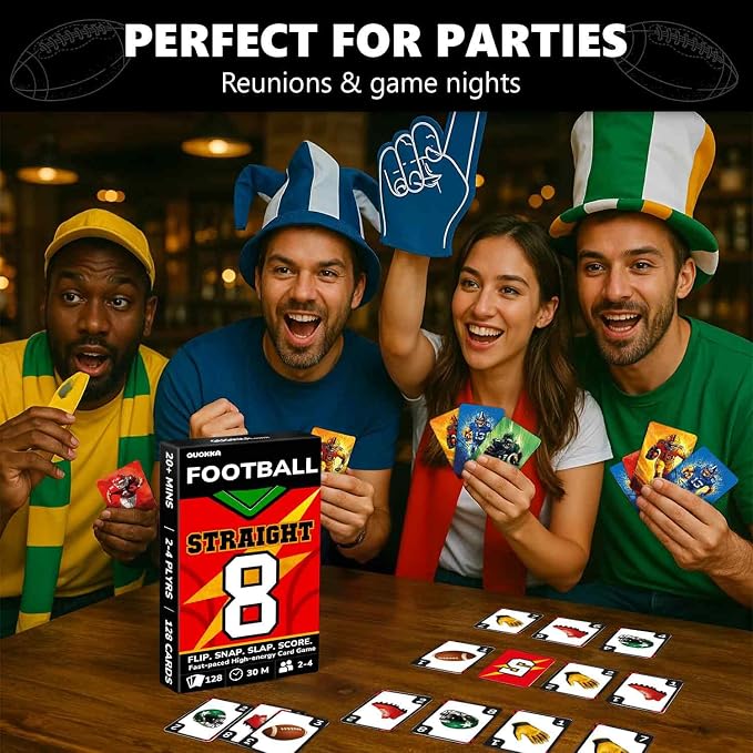 Quokka Football Fast-Paced Card Game for Kids & Adults – 128 Cards & Easy Rules – Quick & Fun Matching Game – 2-4 Players – Ages 8+ – Perfect for Family Games Night, Travel and Parties