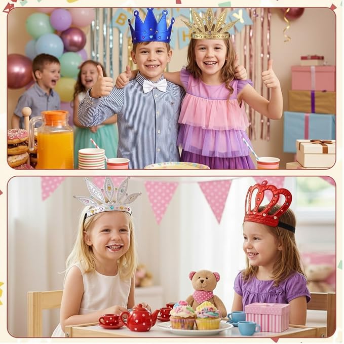 Yaomiao 22 pack DIY Crowns Set Include 12 Pcs Foam Princess Crowns and 10 Pcs Diamond Sticker for Kids