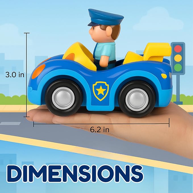 Liberty Imports My First Cartoon RC Remote Control Cars for Toddlers Ages 1-3, Radio Control Toy for Baby, Kids 18 Months+ (Race Car + Police Car)